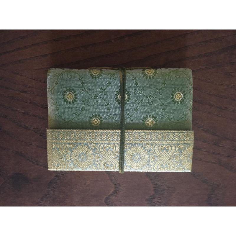 Blank Notepad/notebook/diary- Green silk, Recycled Paper