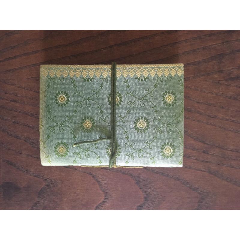 Blank Notepad/notebook/diary- Green silk, Recycled Paper