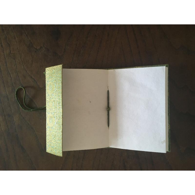 Blank Notepad/notebook/diary- Green silk, Recycled Paper