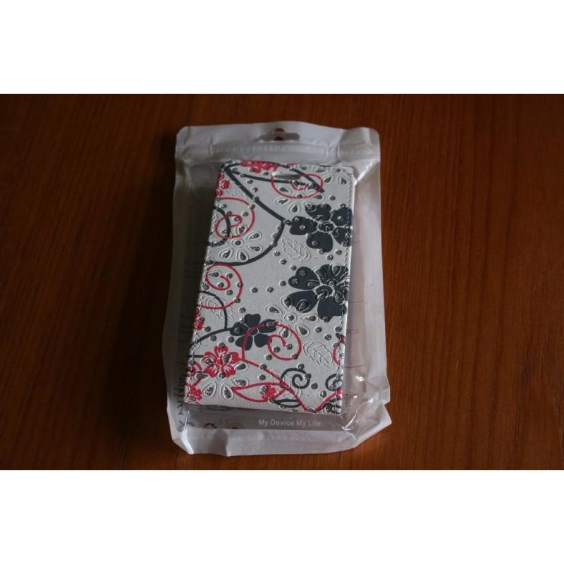 New white and pink sparkly mobile phone case fits Sony experia M2