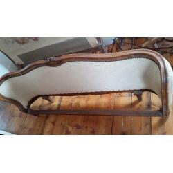 French Corbielle Walnut and Embroidered Double Bed Frame