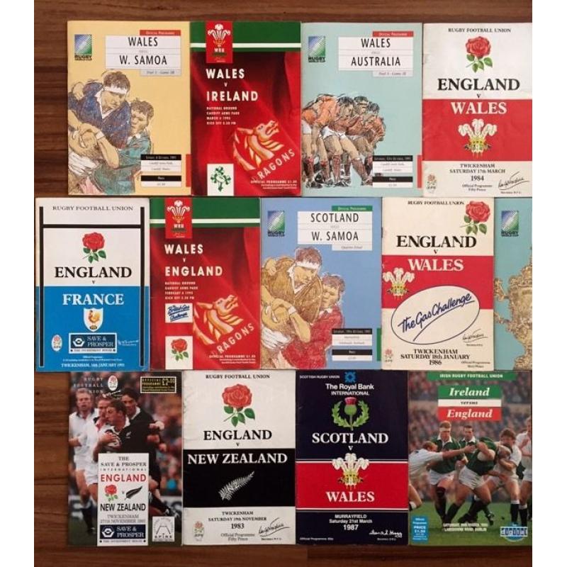 12x Collectable Rugby Programmes Plus old rule book