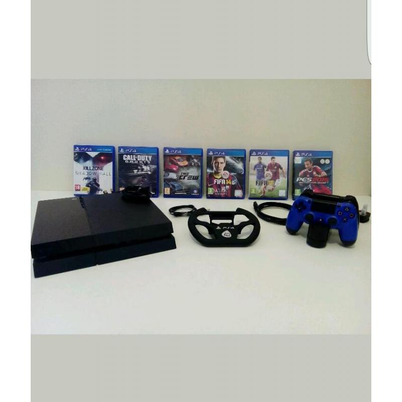 PS4 black with 6 games 2 controllers