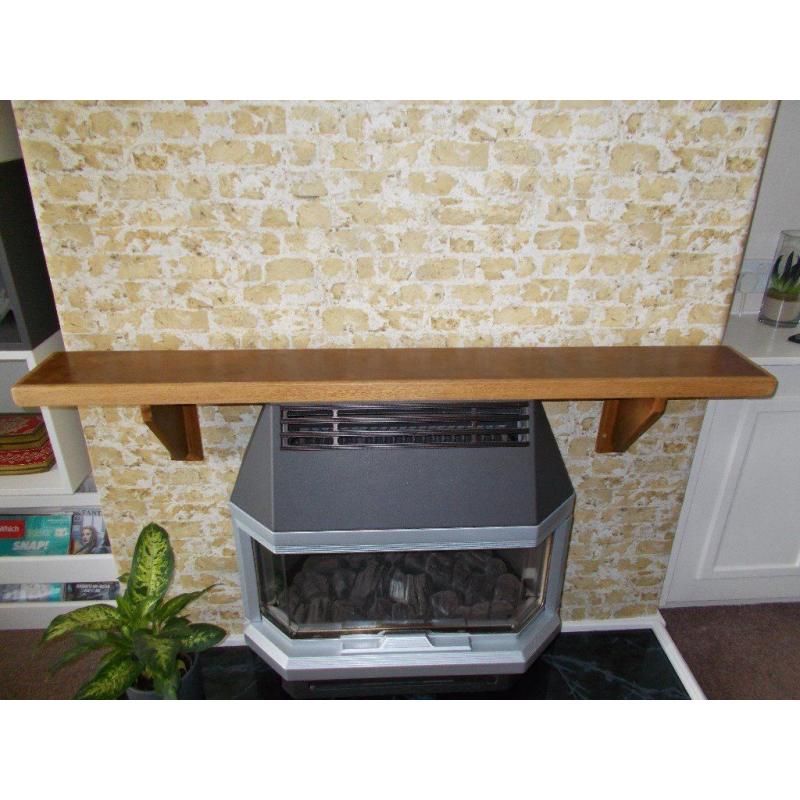 wooden mantle shelf