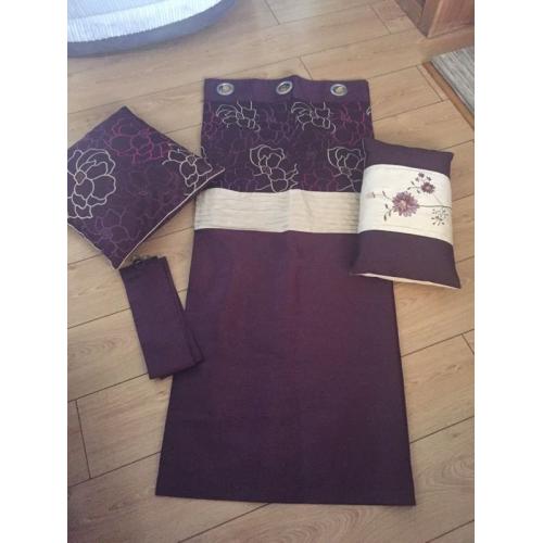 faux silk curtains with cushions