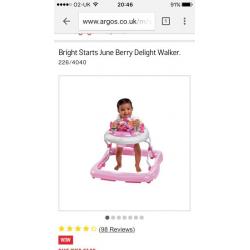 Bright Stars Girl Baby Walker Folds down has 3 different Levels