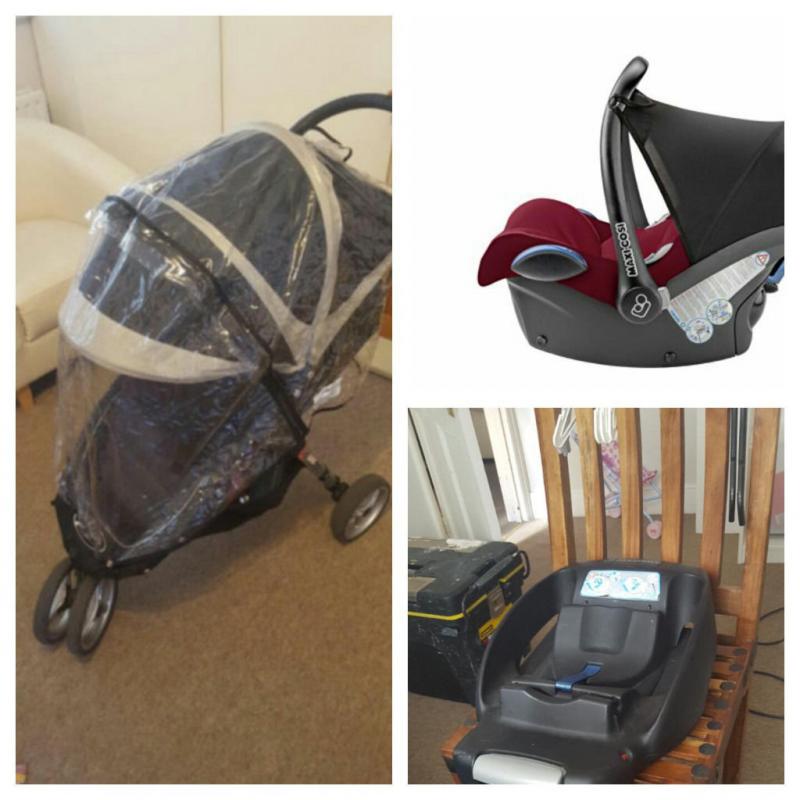 Baby city mini jogger pram, car seat &easybase 4 car both maxi cosi. Rain cover,foot muff & adaptors
