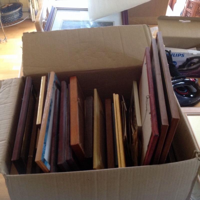 Box of various picture frames