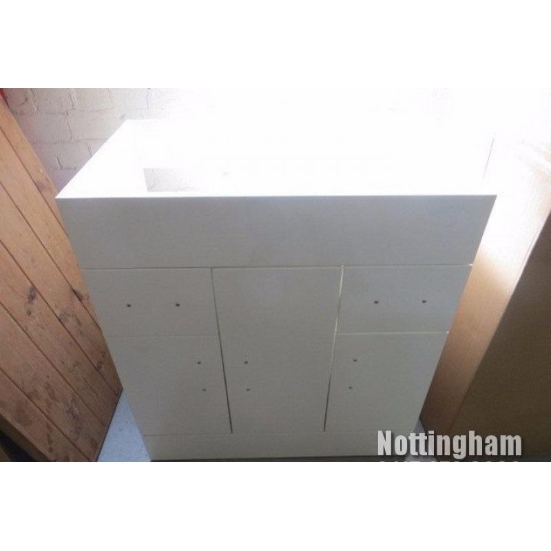 BATHROOM HEAVEN GLOSS WHITE 750 3 DOOR 2 DRAWER SOFT CLOSE VANITY CABINET RRP189