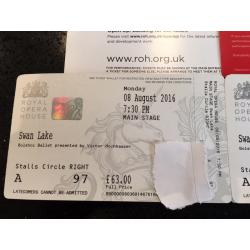 Swan Lake Tickets X 2 Monday 8 August Royal Opera House