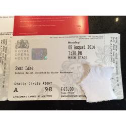 Swan Lake Tickets X 2 Monday 8 August Royal Opera House