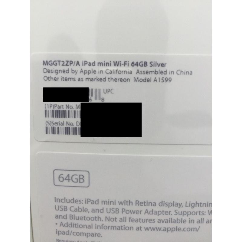APPLE IPAD MINI 3 WI-FI 64GB SILVER BOXED SEALED !!!