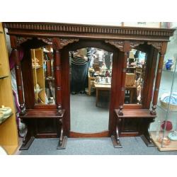 Beautiful antique mahogany dresser top or overmantle