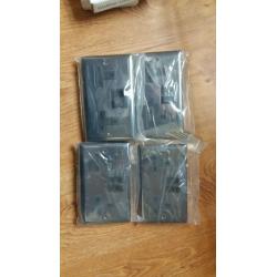 4 x chrome 2 gang 13amp switch electric sockets