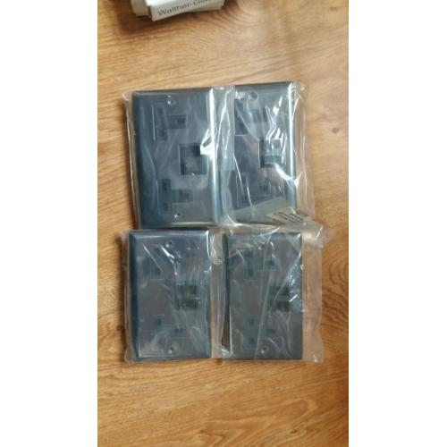 4 x chrome 2 gang 13amp switch electric sockets