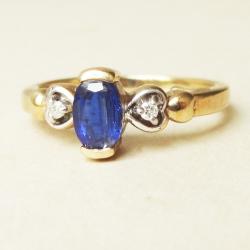 Vintage Sapphire and Diamond Ring Size N 9 Carat Gold