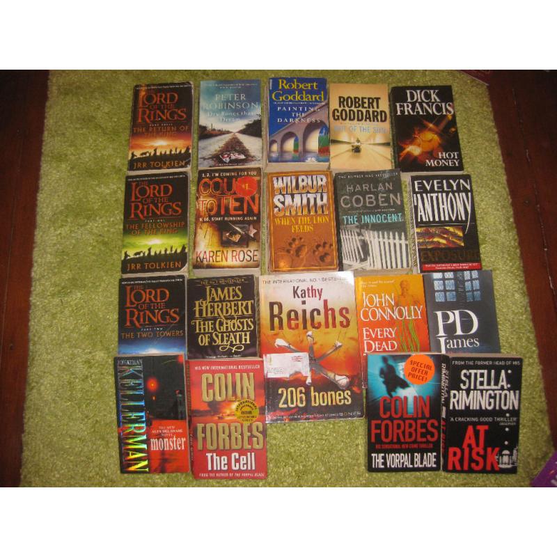 19 paperback book - thrillers, crime etc