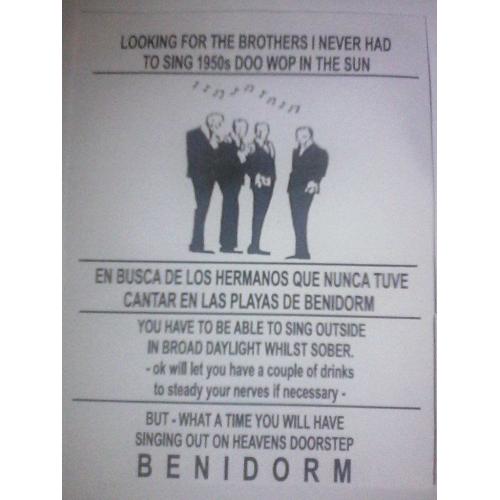 DO YOU HOLIDAY IN BENIDORM ? - AGED 21 TO 70 ? AND CAN HOLD A TUNE ?