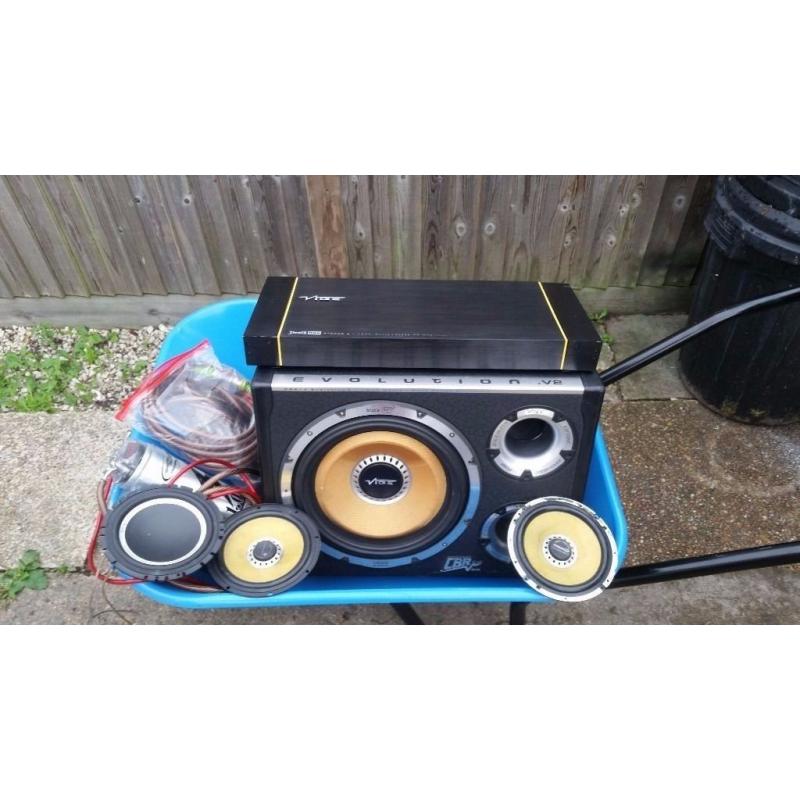 VIBE SUBWOOFER VIBE SPEAKERS VIBE DEATH BOX AMPLIFIER AND ALL LEADS