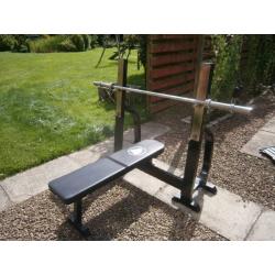 As new flat olympic bench, heavy duty.