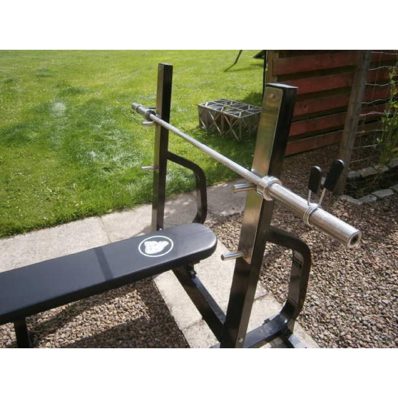 As new flat olympic bench, heavy duty.