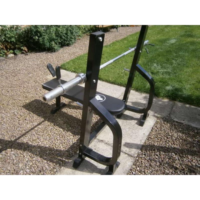 As new flat olympic bench, heavy duty.