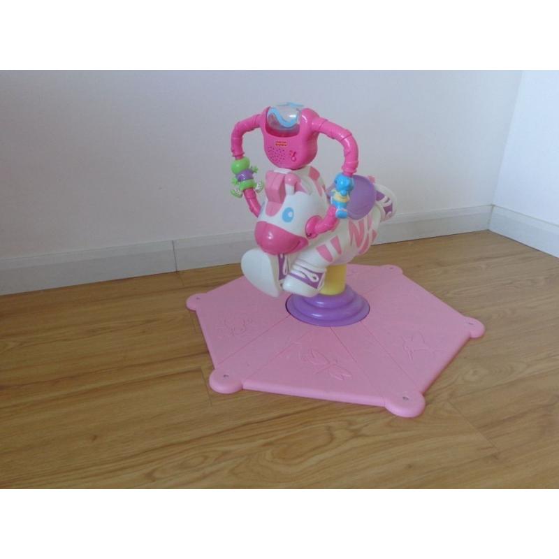 Pink Fisher-Price Bounce 'n' Spin Zebra. Great used condition