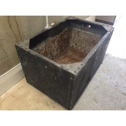 Black galvanised metal water tank / planter
