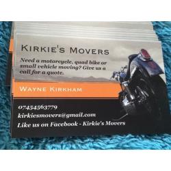 Need a motorcycle moving? Also do quad bikes and other small vehicles.
