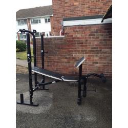 Weights and weight bench.