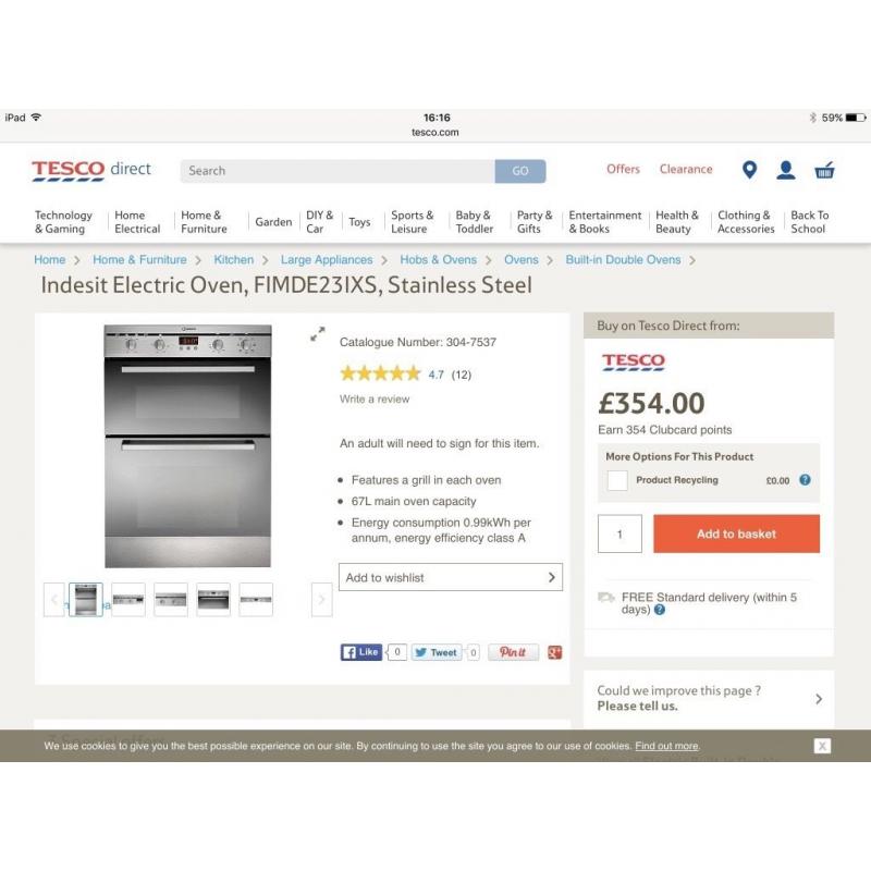 Indesit built in double oven
