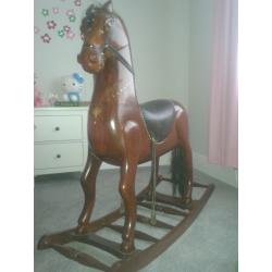 rocking horse vintage rose wood