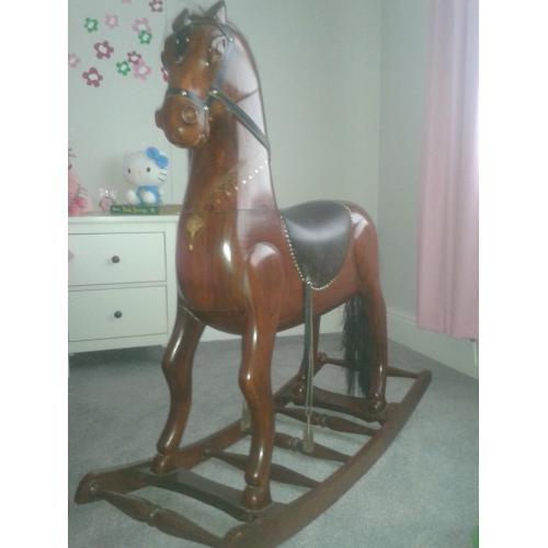 rocking horse vintage rose wood