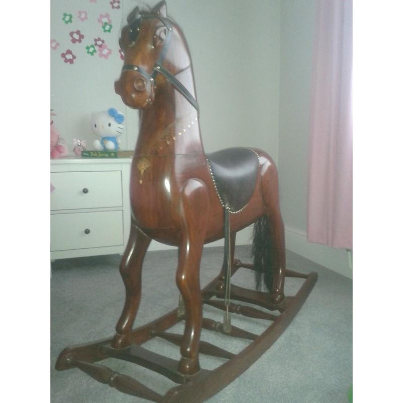 rocking horse vintage rose wood