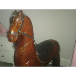 rocking horse vintage rose wood