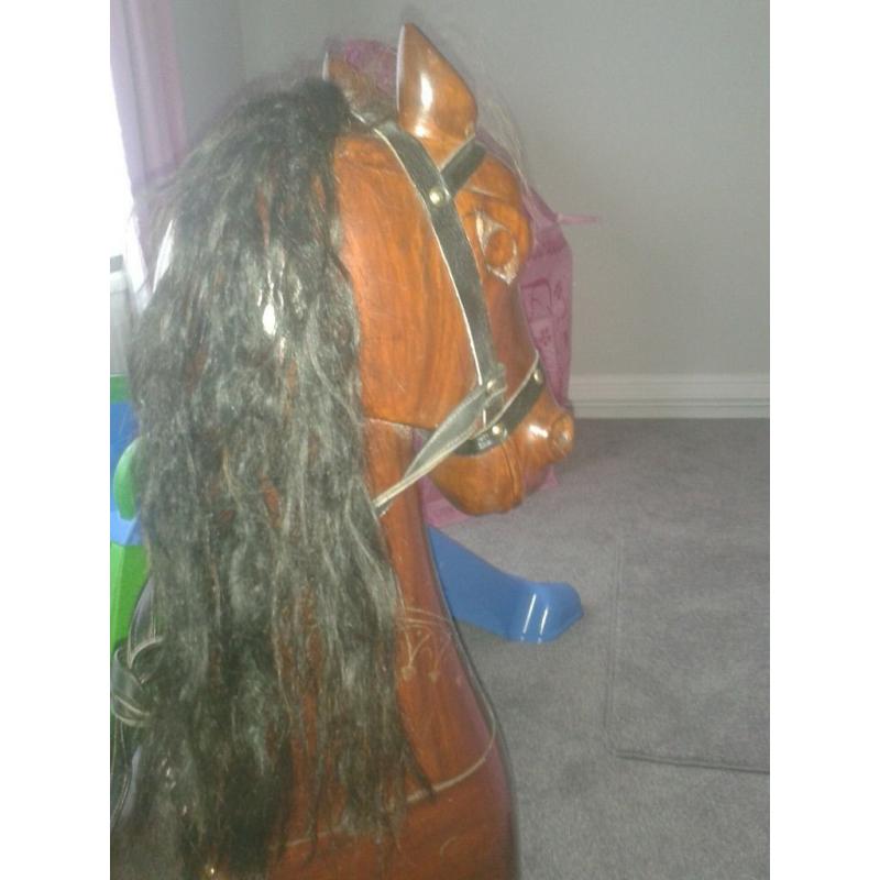 rocking horse vintage rose wood