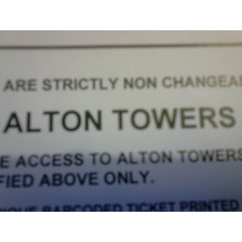 ALTON TOWERS TICKETS