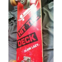 Plain Lazy Skateboard, deck, trucks, bearings, wheels