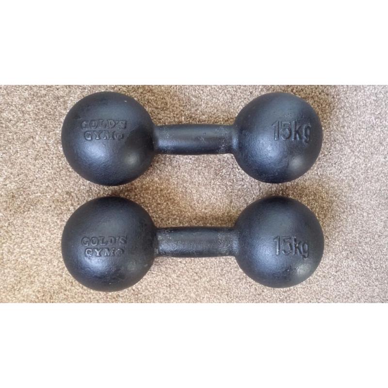 Pair of 15kg Gold's Gym Traditional Dumbbells