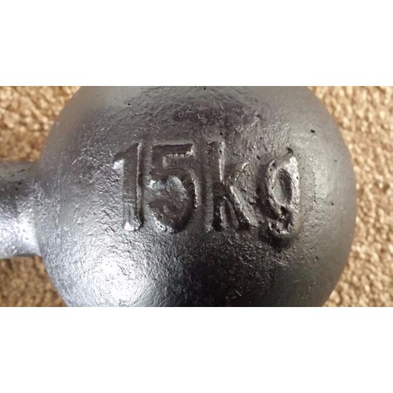 Pair of 15kg Gold's Gym Traditional Dumbbells