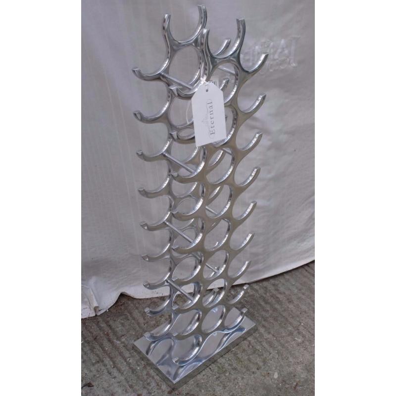 Stunning Geneva Polished Aluminium 27 Bottle Stand Alone Wine Rack