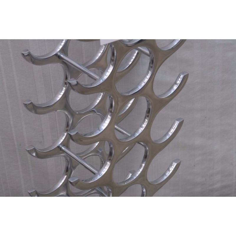 Stunning Geneva Polished Aluminium 27 Bottle Stand Alone Wine Rack
