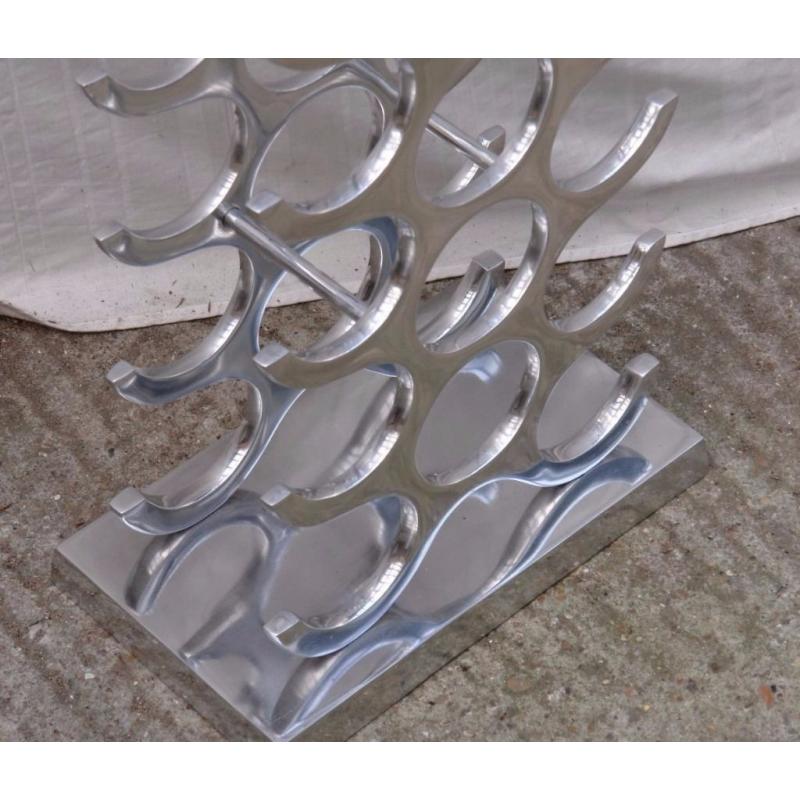 Stunning Geneva Polished Aluminium 27 Bottle Stand Alone Wine Rack
