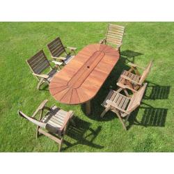 Attractive Foldable Hardwood Patio/Garden Oval table and 6 chair Dining Set