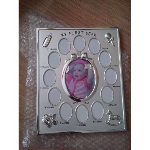 First year silver picture frame