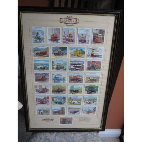 Framed series of 30 cards depicting Britains Motoring history