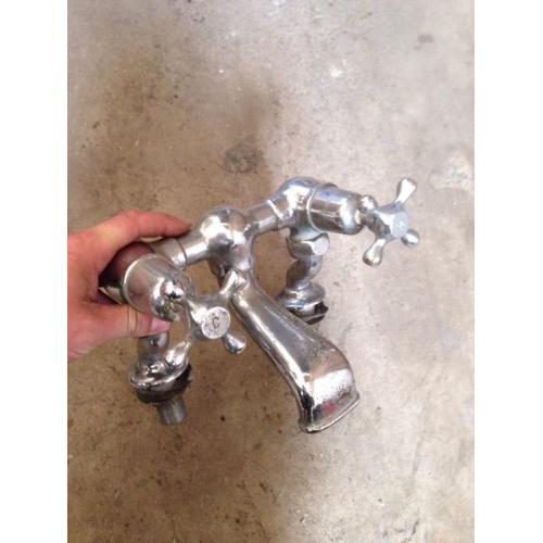 Vintage chunky brass bath taps