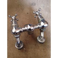 Vintage chunky brass bath taps