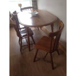 Dining room table and 6 chairs.