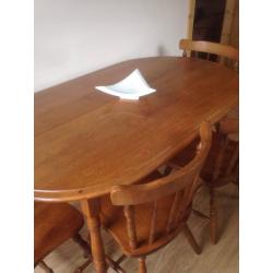 Dining room table and 6 chairs.